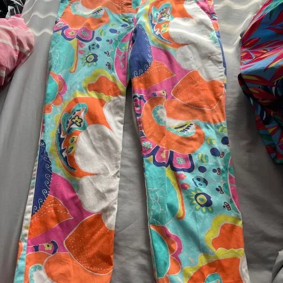 Trina Turk Multicolor Retro Floral Paisley Cropped Pants - 10 - Picture 5 of 9